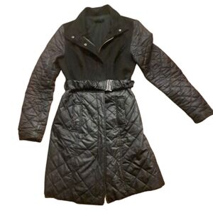 BCX Mid Length Quilted/ Faux Suede Lightweight Funnel Neck Jacket/ Coat SZ XS